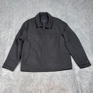 Lands End Wool Blend Zip Jacket Charcoal Grey XXL 50-52 Men Casual Outerwear